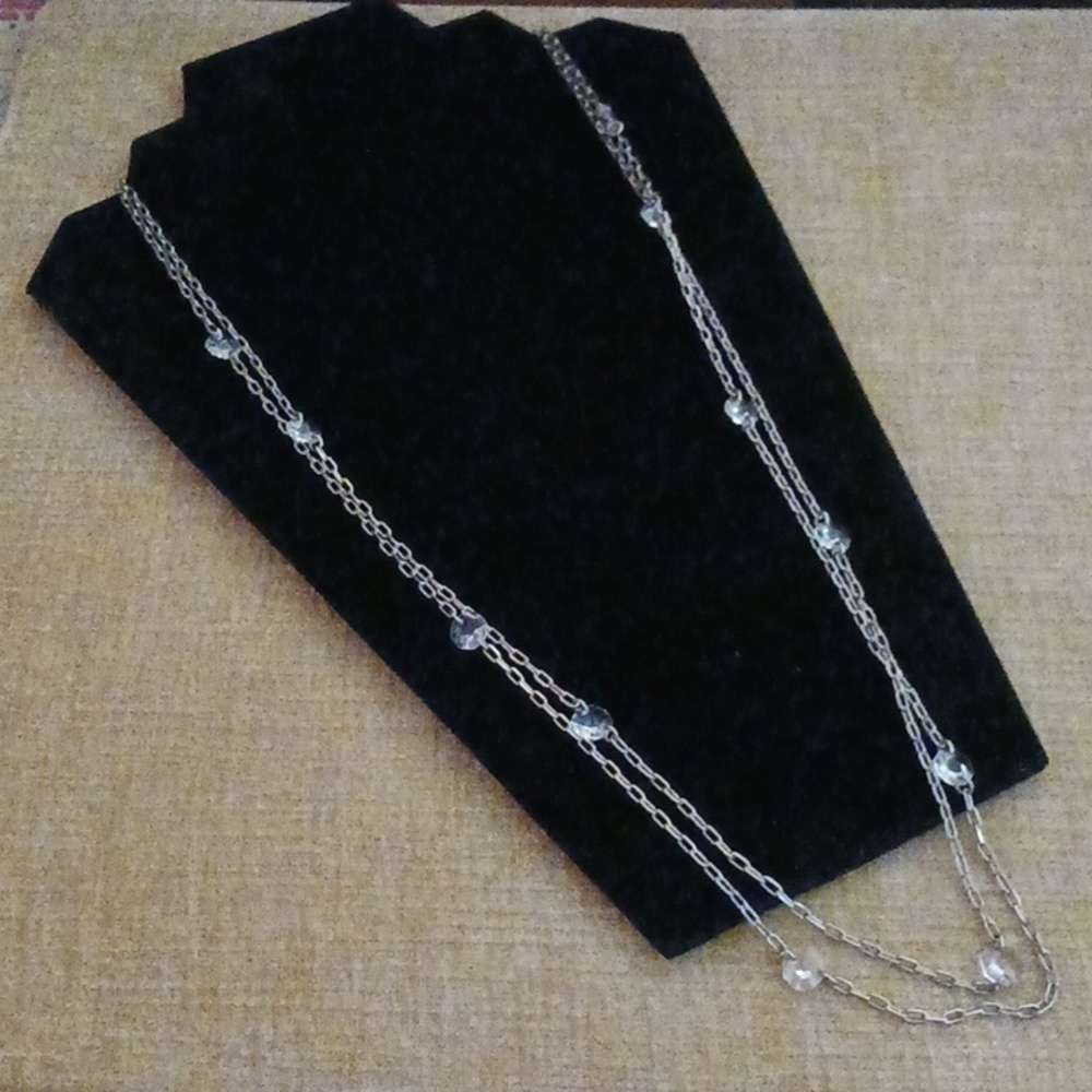 Vintage Liz Claiborne Double Strand Crystal Chain Necklace